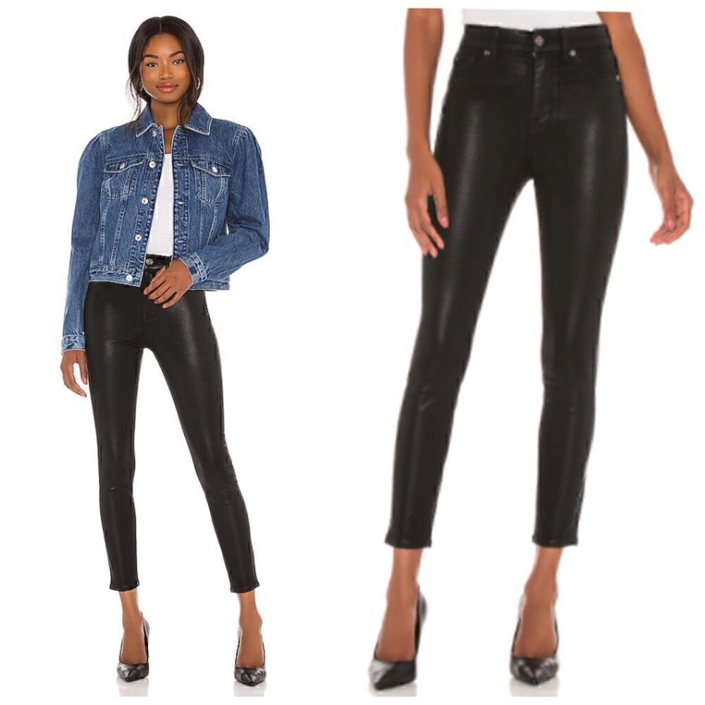 7 For All Mankind Snakeskin Jeggings Black SZ 26